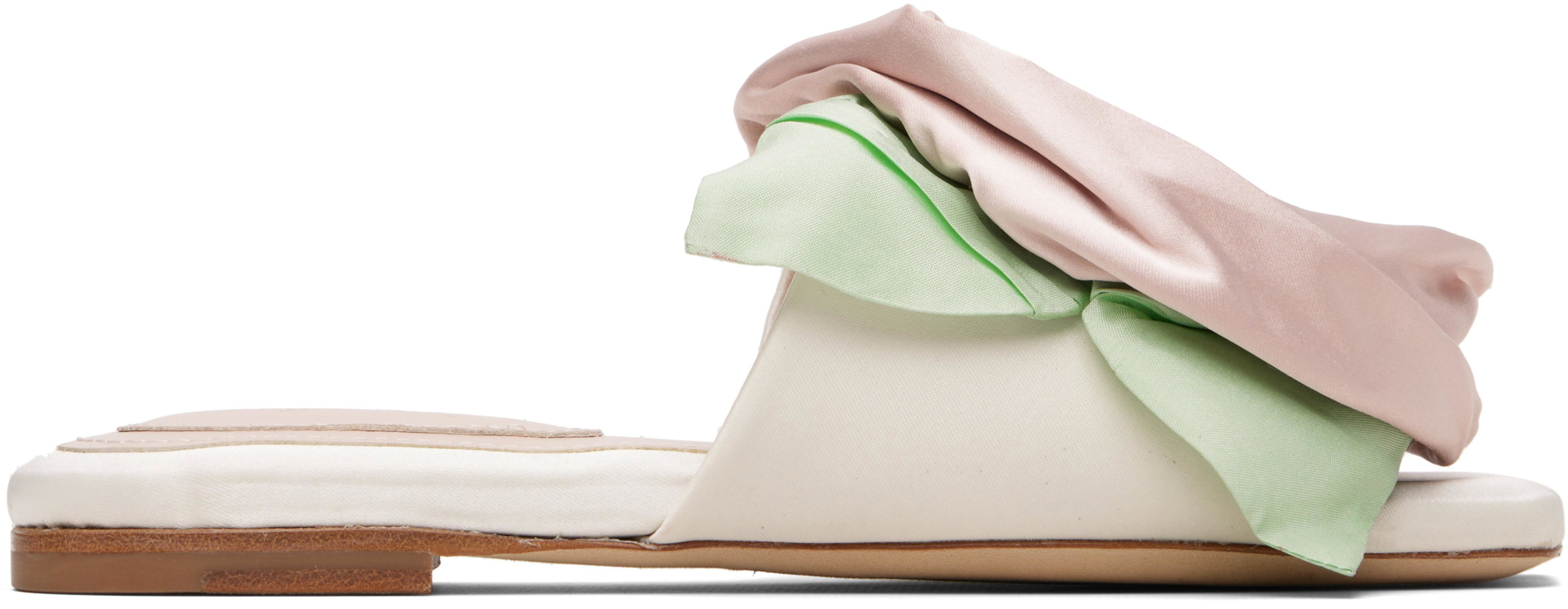 White & Pink Pressed Rosette Slides by SIMONE ROCHA