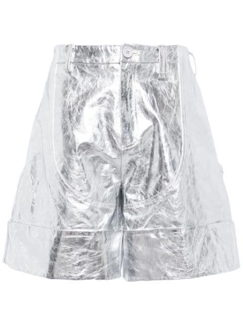 crinkled A-line leather shorts by SIMONE ROCHA