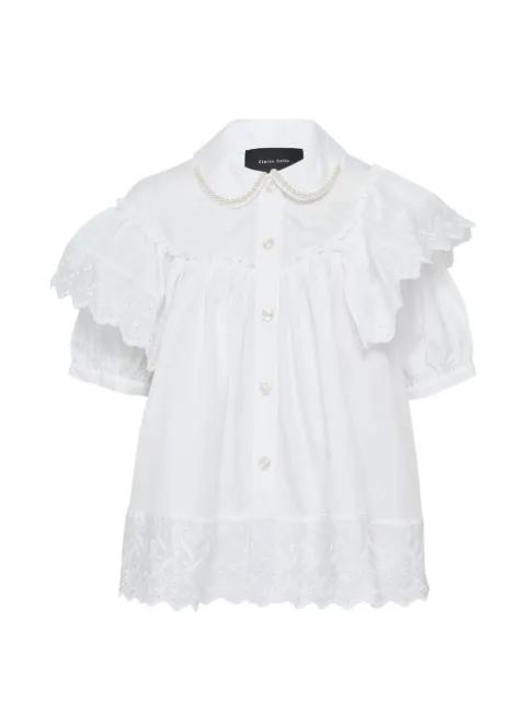 cropped puff-sleeves ruffle blouse by SIMONE ROCHA
