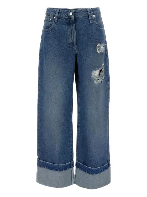 distressed folded-cuff denim jeans by SIMONE ROCHA