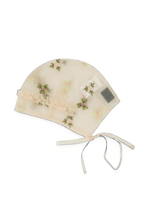 frill-trimmed embroidered beanie hat by SIMONE ROCHA