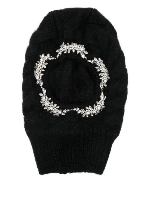 knitted crystal-embellished balaclava hat by SIMONE ROCHA knitted crystal-embellished balaclava hat by SIMONE ROCHA