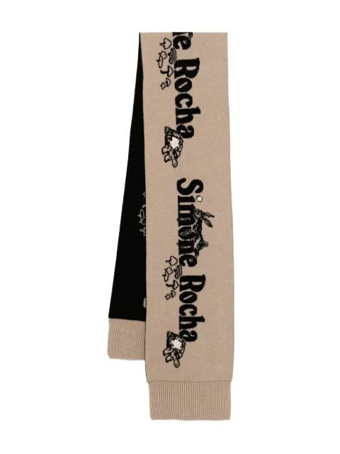 long graphic logo knit scarves by SIMONE ROCHA