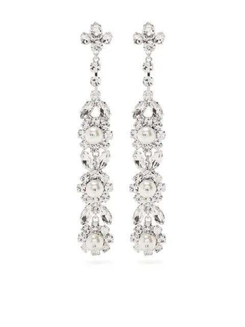 long victorian pearl & crystal drip earrings by SIMONE ROCHA
