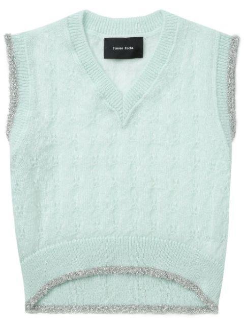 lurex-detail open-knit vest by SIMONE ROCHA
