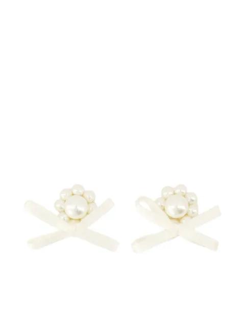 pearl-embellished bow earrings by SIMONE ROCHA