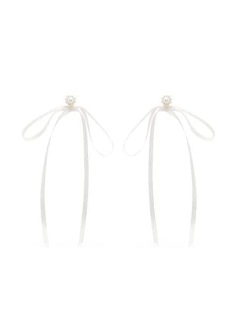 pearl-embellished ribbon bow earrings by SIMONE ROCHA