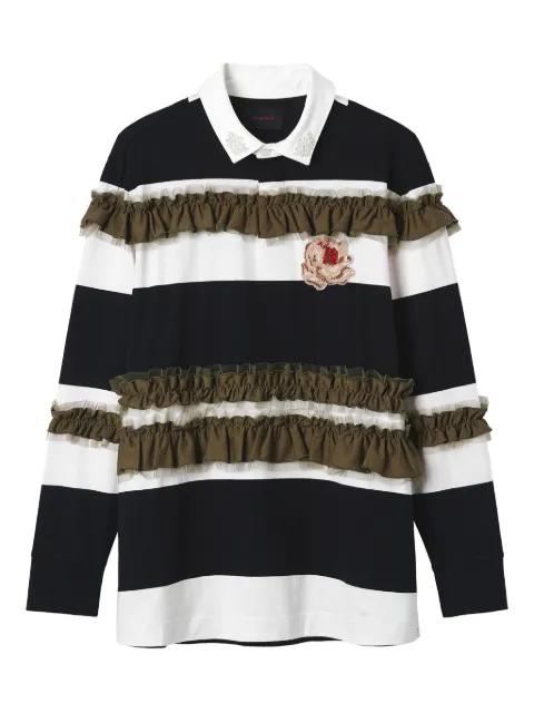 ruffle-embellished striped polo shirt by SIMONE ROCHA