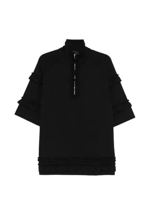 ruffled-detail half-zip T-shirt by SIMONE ROCHA
