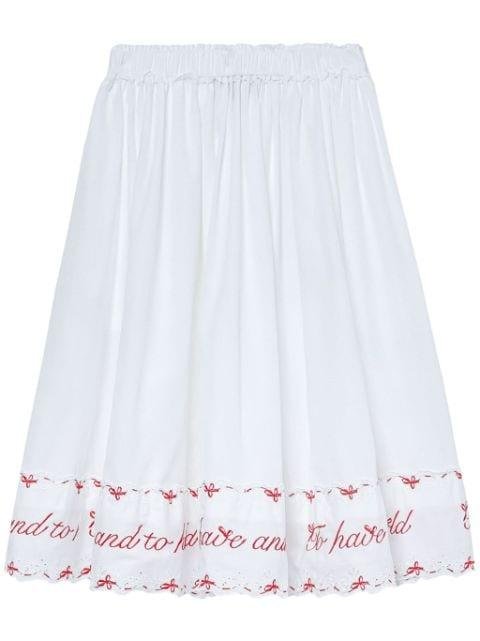 slogan-print cotton midi skirt by SIMONE ROCHA