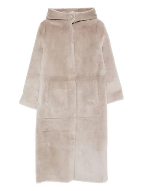 hoodied shearling coat by SIMONETTA RAVIZZA