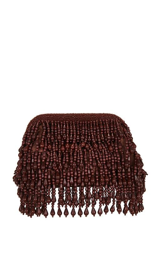 SIMONMILLER Beaded Drop Clutch in Chocolate by SIMONMILLER