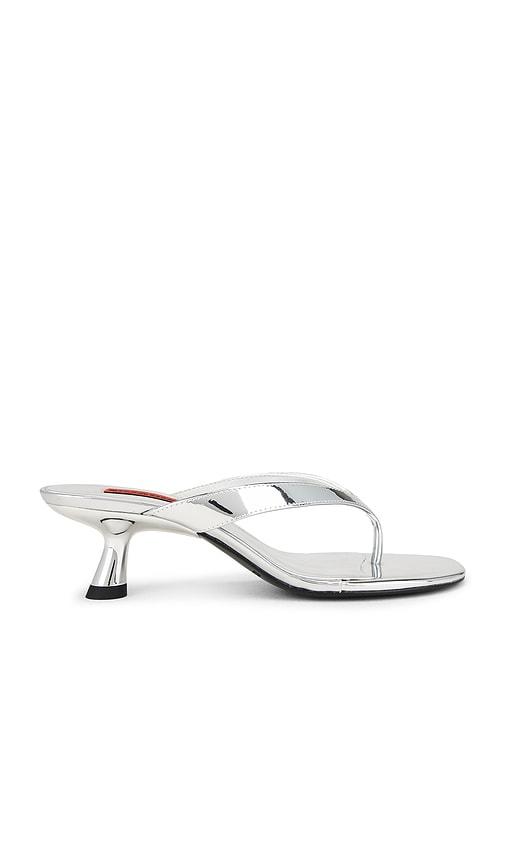 SIMONMILLER Beep Thong Sandal in Metallic Silver, grey by SIMONMILLER