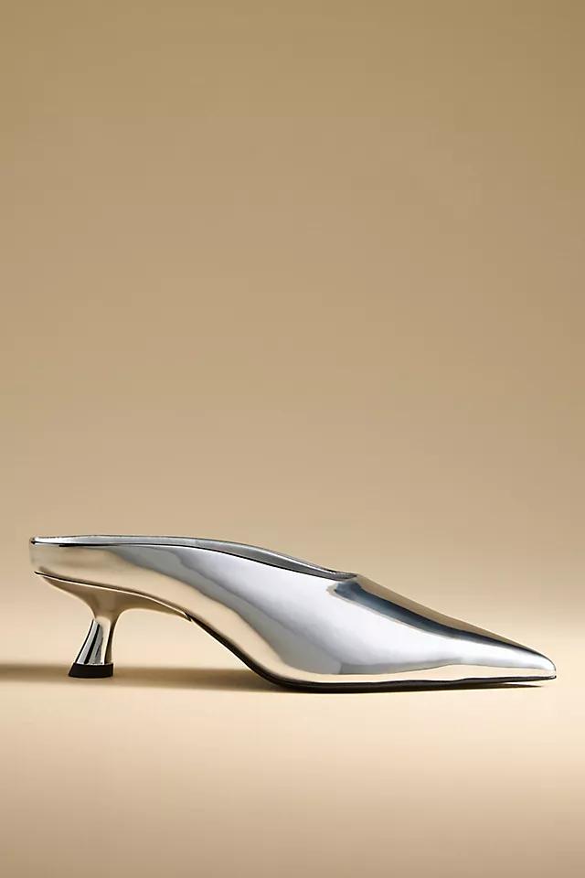 SIMONMILLER Chrome Pointed-Toe Gala Mules by SIMONMILLER