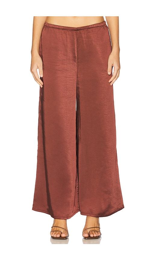 SIMONMILLER Nella Satin Wide Leg Pant in Brown by SIMONMILLER