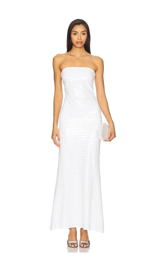 SIMONMILLER Sculpty Strapless Sequin Dress in White by SIMONMILLER
