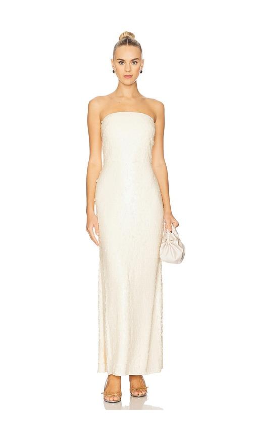 SIMONMILLER Sculpty Strapless Sequin Dress in White by SIMONMILLER