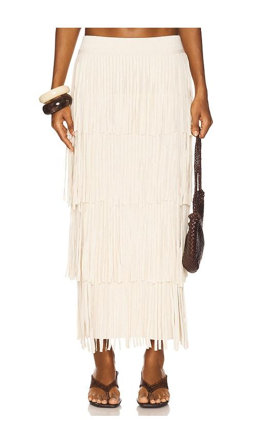 SIMONMILLER Za Za Knit Fringe Skirt in Cream by SIMONMILLER
