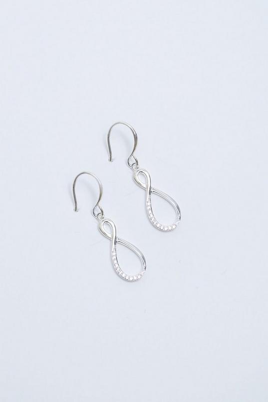 Sterling Silver 925 Polished And Cubic Zirconia Infinity Drop Earrings by SIMPLY SILVER Sterling Silver 925 Polished And Cubic Zirconia Infinity Drop Earrings by SIMPLY SILVER