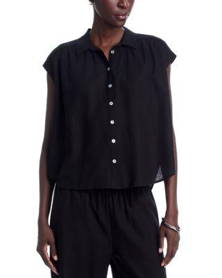 Short Sleeved Button Front Camp Shirt by SINGLE THREAD