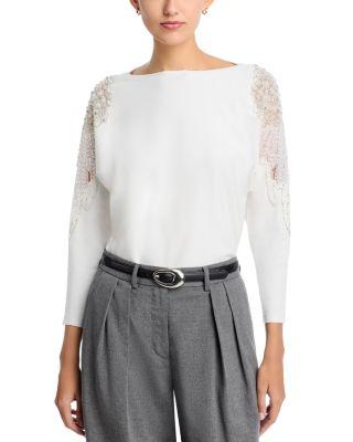 Illusion Lace Dolman Sleeve Sweater by SIONI