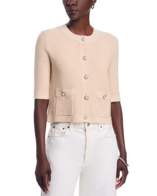 Waffle Knit Button Front Sweater by SIONI