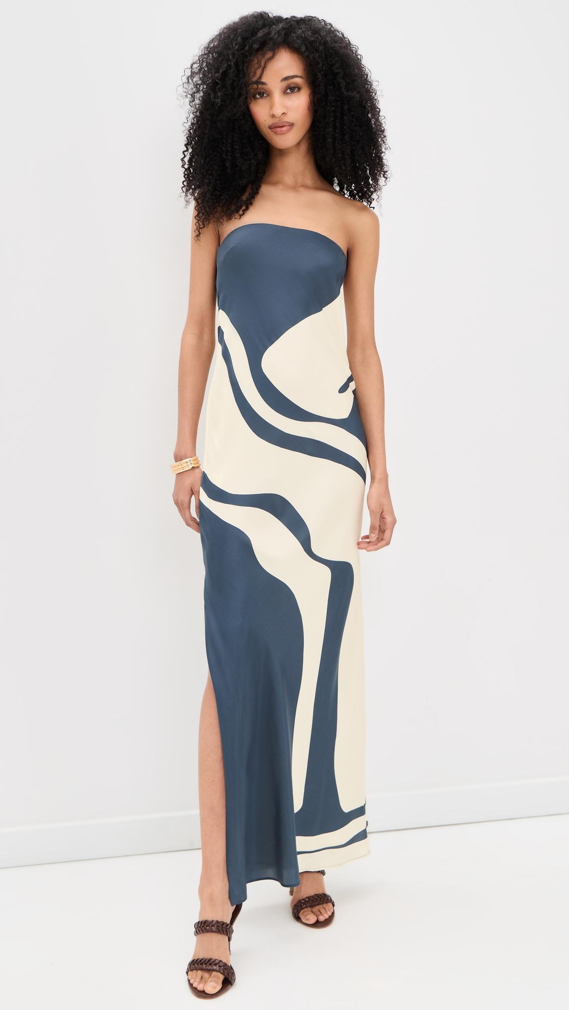 Lilou Strapless Silk Midi Dress by SIR THE LABEL