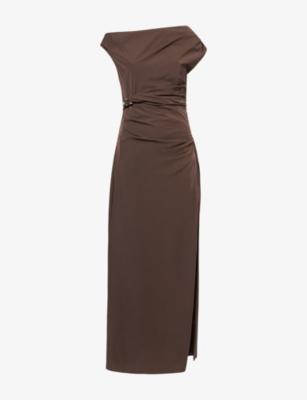 Sol Off-Shoulder Stretch-Woven Gown by SIR THE LABEL