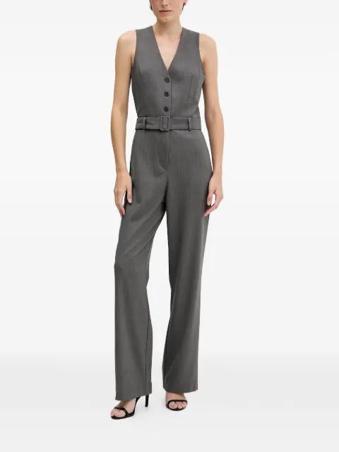 belted buttoned jumpsuit by SISLEY