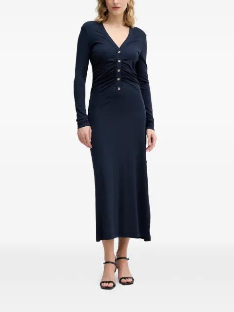 buttoned ruched midi dress by SISLEY