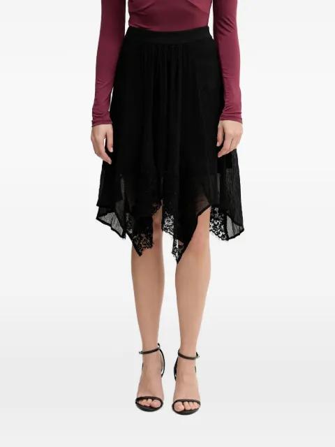 lace-trim asymmetric midi skirt by SISLEY