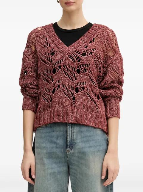open-knit V-neck sweater by SISLEY
