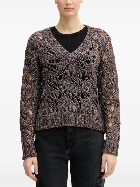 openwork V-neck sweater by SISLEY