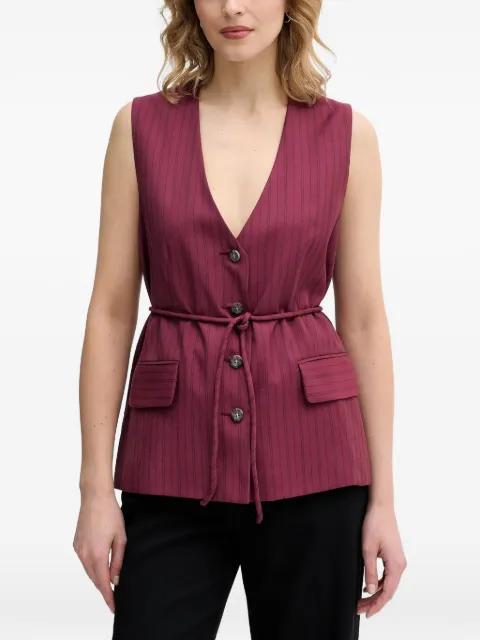 pinstripe buttoned V-neck gilet by SISLEY