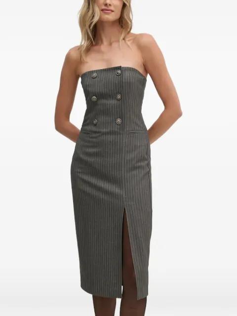 pinstriped strapless midi dress by SISLEY