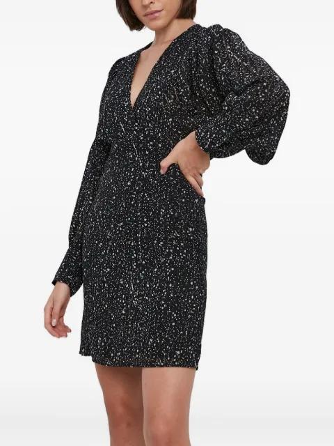 puff-sleeve speckle-print dress by SISLEY