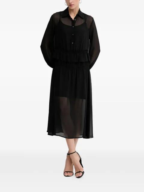 ruffled buttoned midi shirt dress by SISLEY