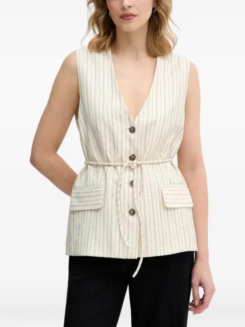 striped buttoned sleeveless gilet by SISLEY