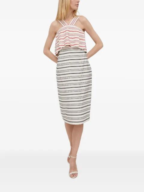striped pleated midi dress by SISLEY