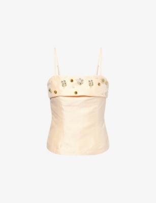 Alma Jewel-Embellished Satin Top by SISTER JANE