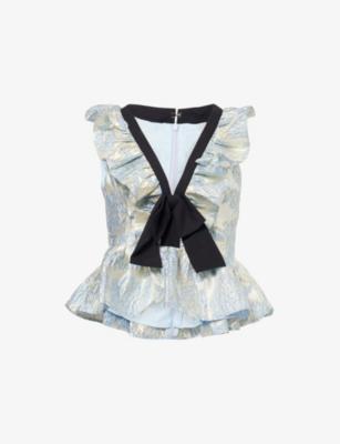 Bluebell Jacquard Bow Woven Top by SISTER JANE