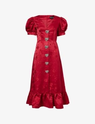 Carnival Hearts Floral-Jacquard Woven Midi Dress by SISTER JANE
