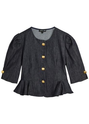 Curio peplum stretch-denim blouse by SISTER JANE