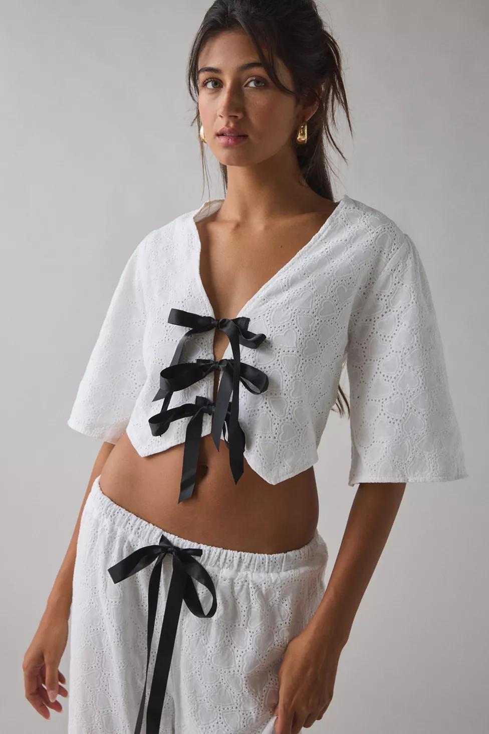Sister Jane Blanca Broderie Anglaise Tie-Front Bow Top by SISTER JANE