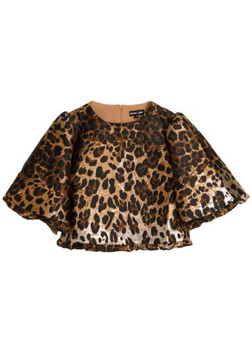 Suite leopard-jacquard woven crop top by SISTER JANE