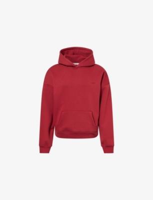 Embossed-Brand Relaxed-Fit Cotton-Blend Hoodie by SISTERS&SEEKERS Embossed-Brand Relaxed-Fit Cotton-Blend Hoodie by SISTERS&SEEKERS