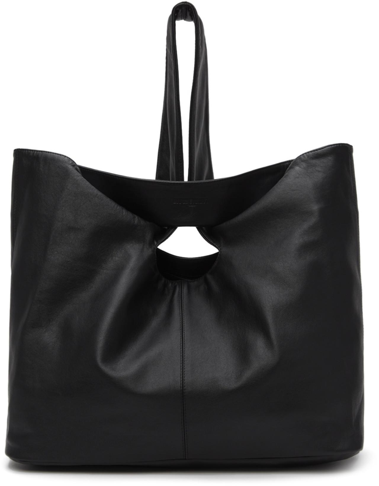 Black Leather Single Handle Tote by SITUATIONIST