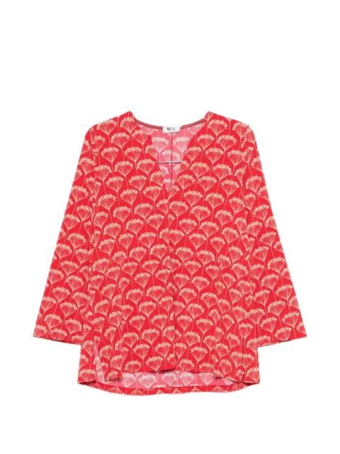 floral-print V-neck blouse by SIYU