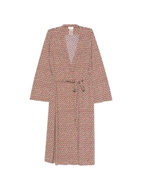geometric-pattern wrap midi dress by SIYU