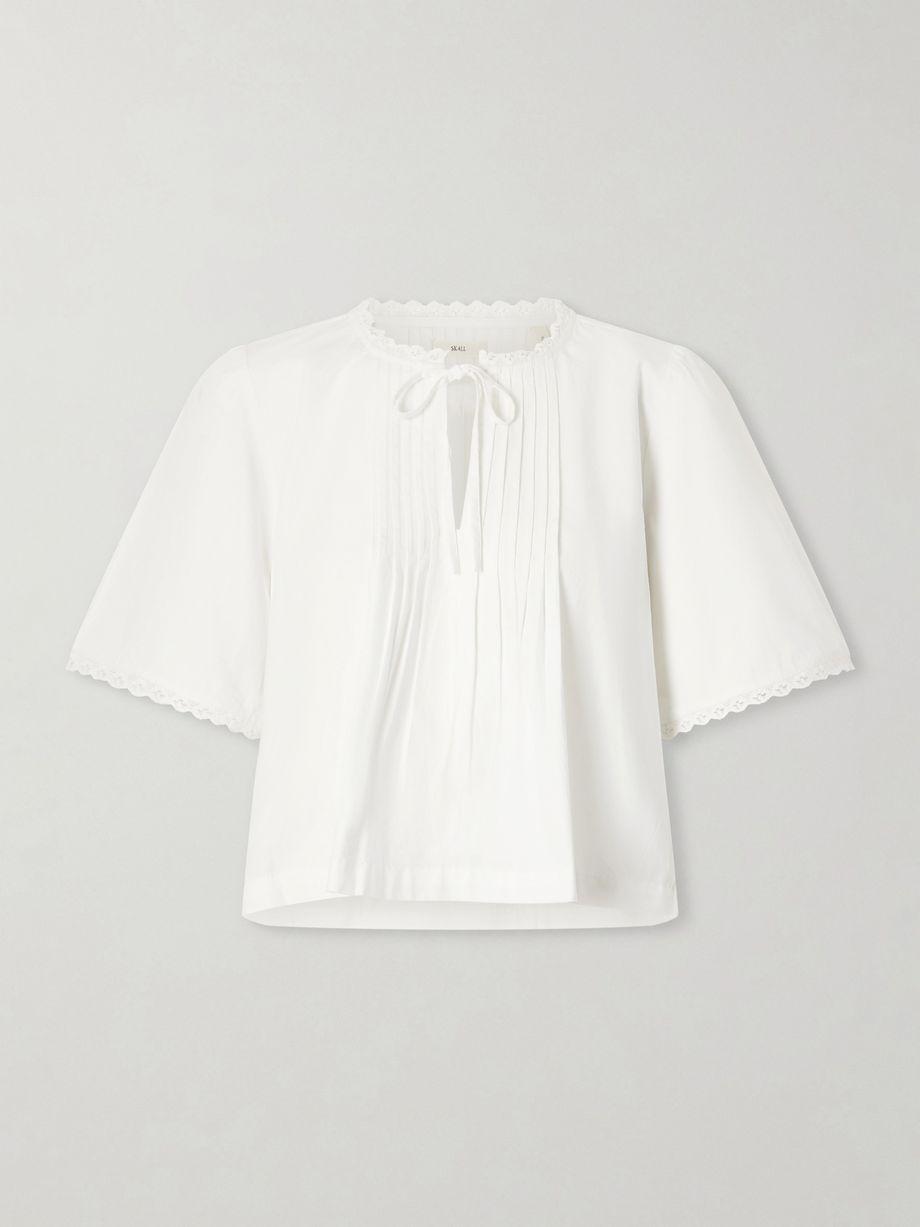 Freesia pleated lace-trimmed organic cotton shirt by SKALL